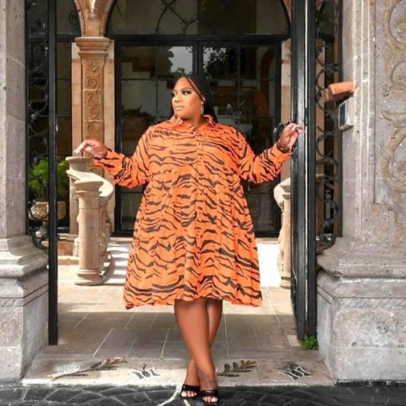 PLUS size button shirt dress - Picture 1 of 3